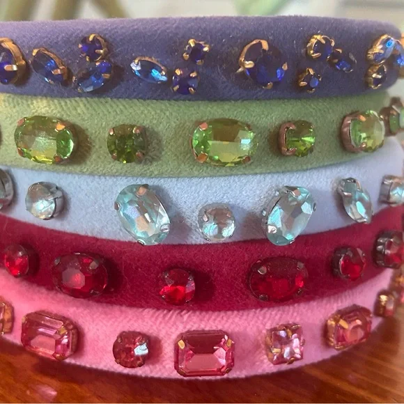 Lele Sadoughi Pink Tourmaline October GIGI JEWELED BIRTHSTONE HEADBAND - Picture 5 of 5